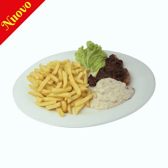 Lomo Vetado con Salsa de Champiñón y Papas Fritas